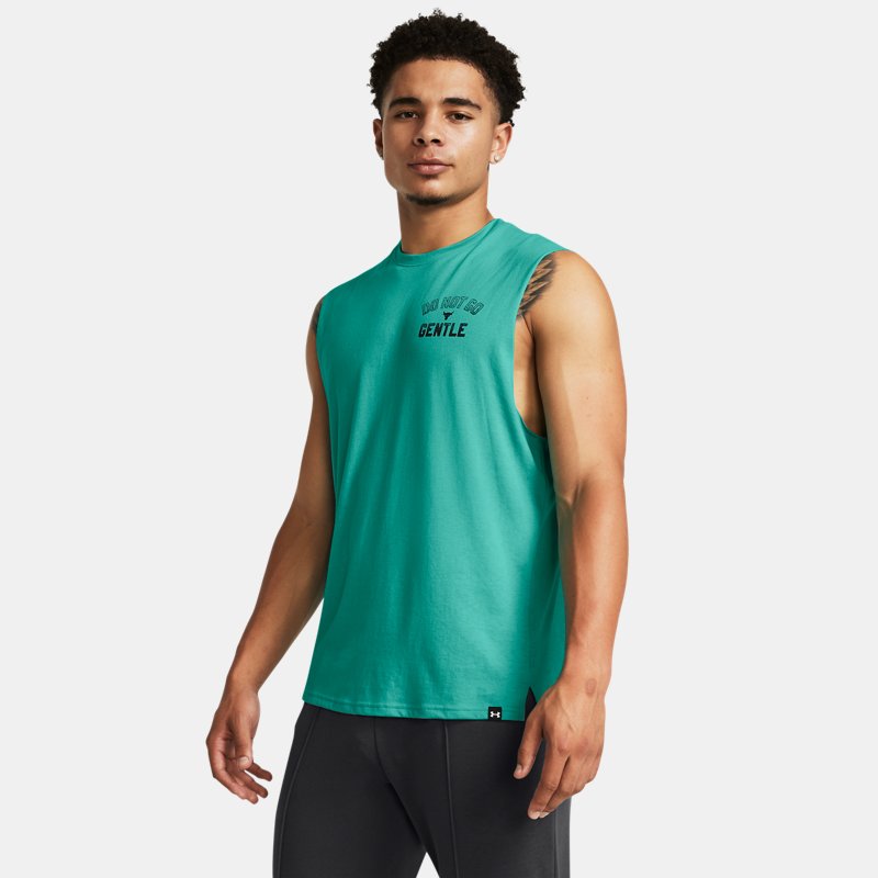 Under Armour Camiseta sin mangas Project Rock Show Me Sweat para hombre Neptune / Blanco Clay XXL